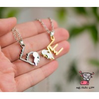 Кулон парный для двоих "Love". Black. Gold.  Нержавеющая сталь
